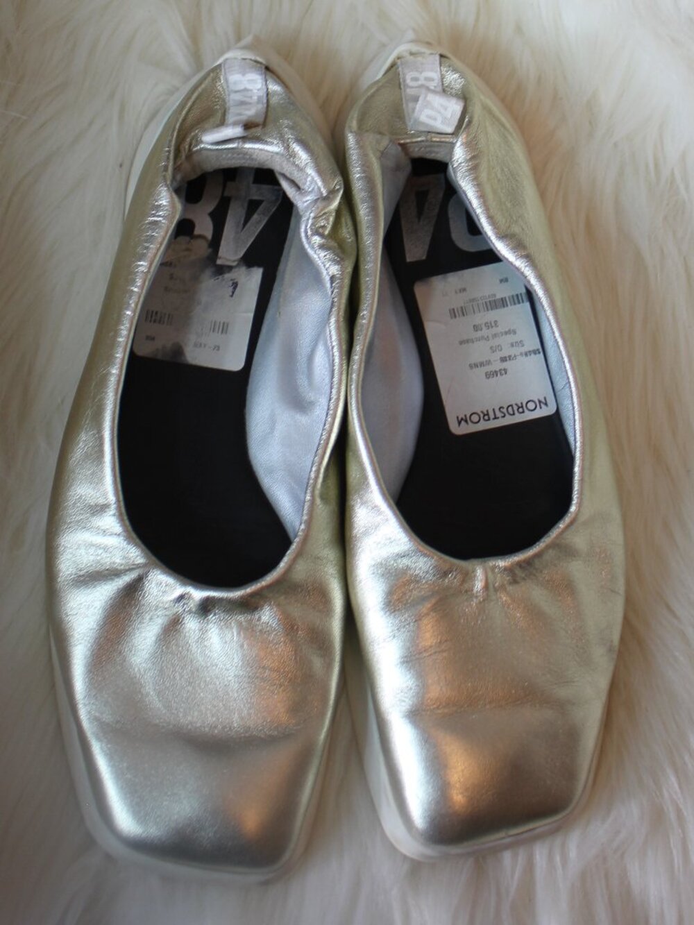 P448 gold metalic flat ballet square toy  woman elegance shoes size 39/8.5-9
